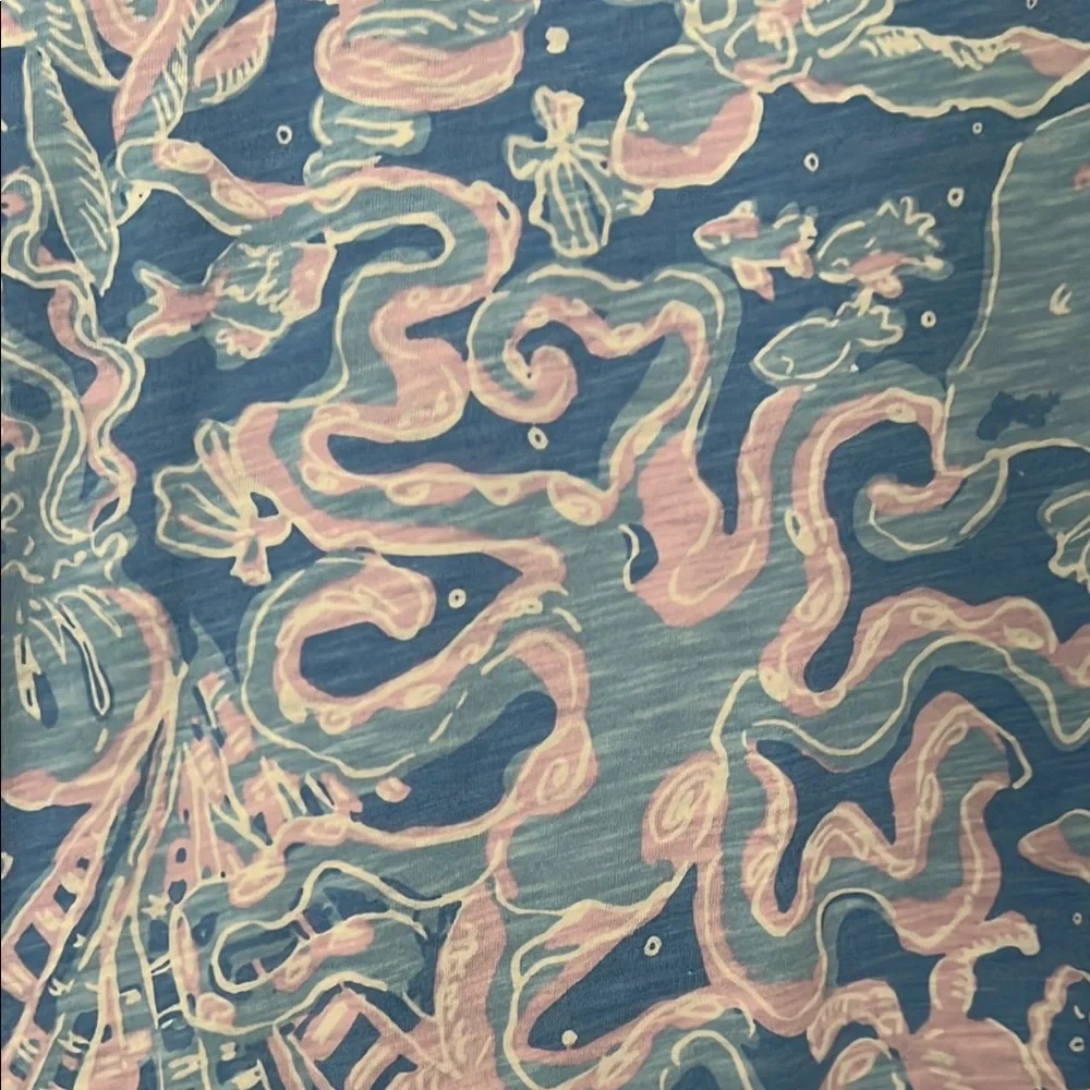 NWT Lilly Pulitzer Blue & White Etta Scoop Neck Tee Small - Picture 4 of 4